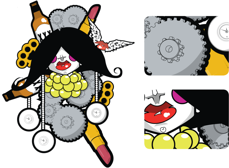 Brass Knuckles And Lip Gloss Illustration - Illustration Clipart (772x568), Png Download
