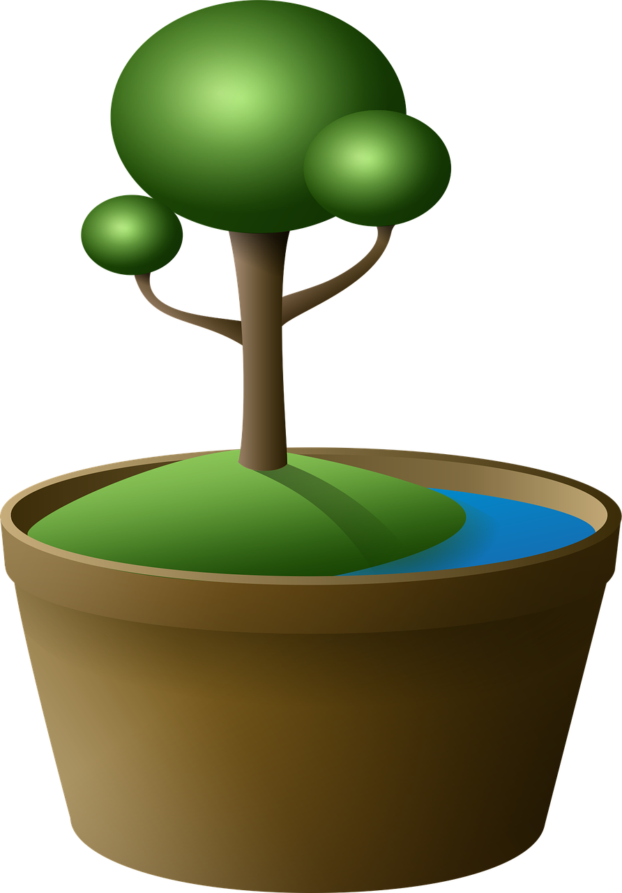 Island, Tree, Bonsai, Vase, Island, Green, Lake - Bonsai Kartun Clipart (892x1280), Png Download