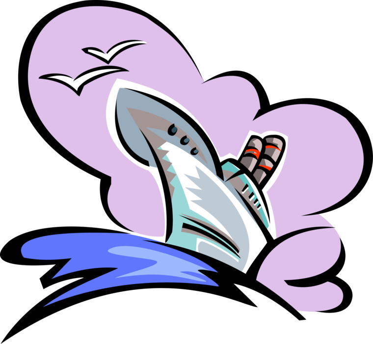 Vector Illustration Of Cruise Ship Or Ocean Liner Passenger Clipart (760x700), Png Download