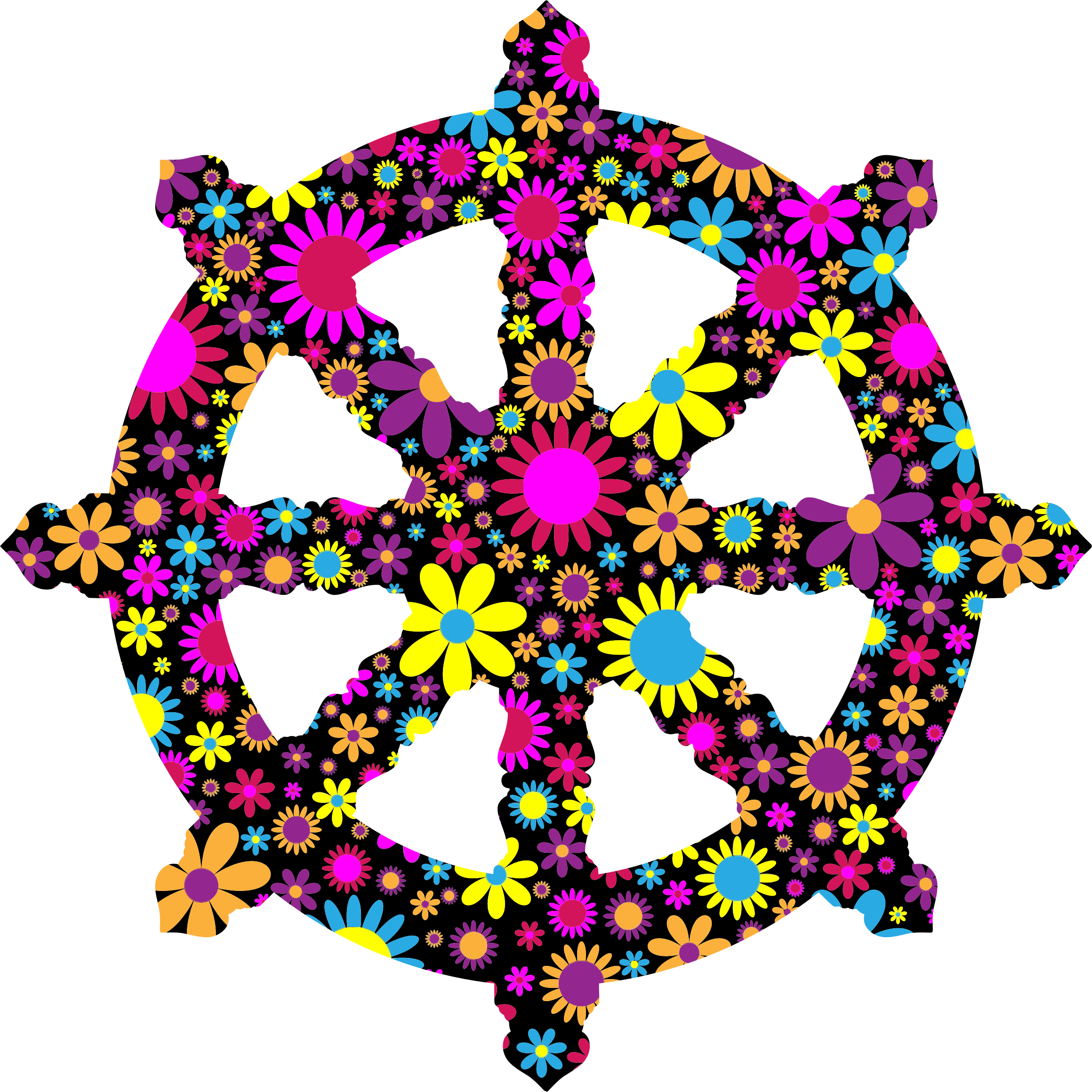 Ornate Dharma Wheel Silhouette Clipart (2320x2320), Png Download