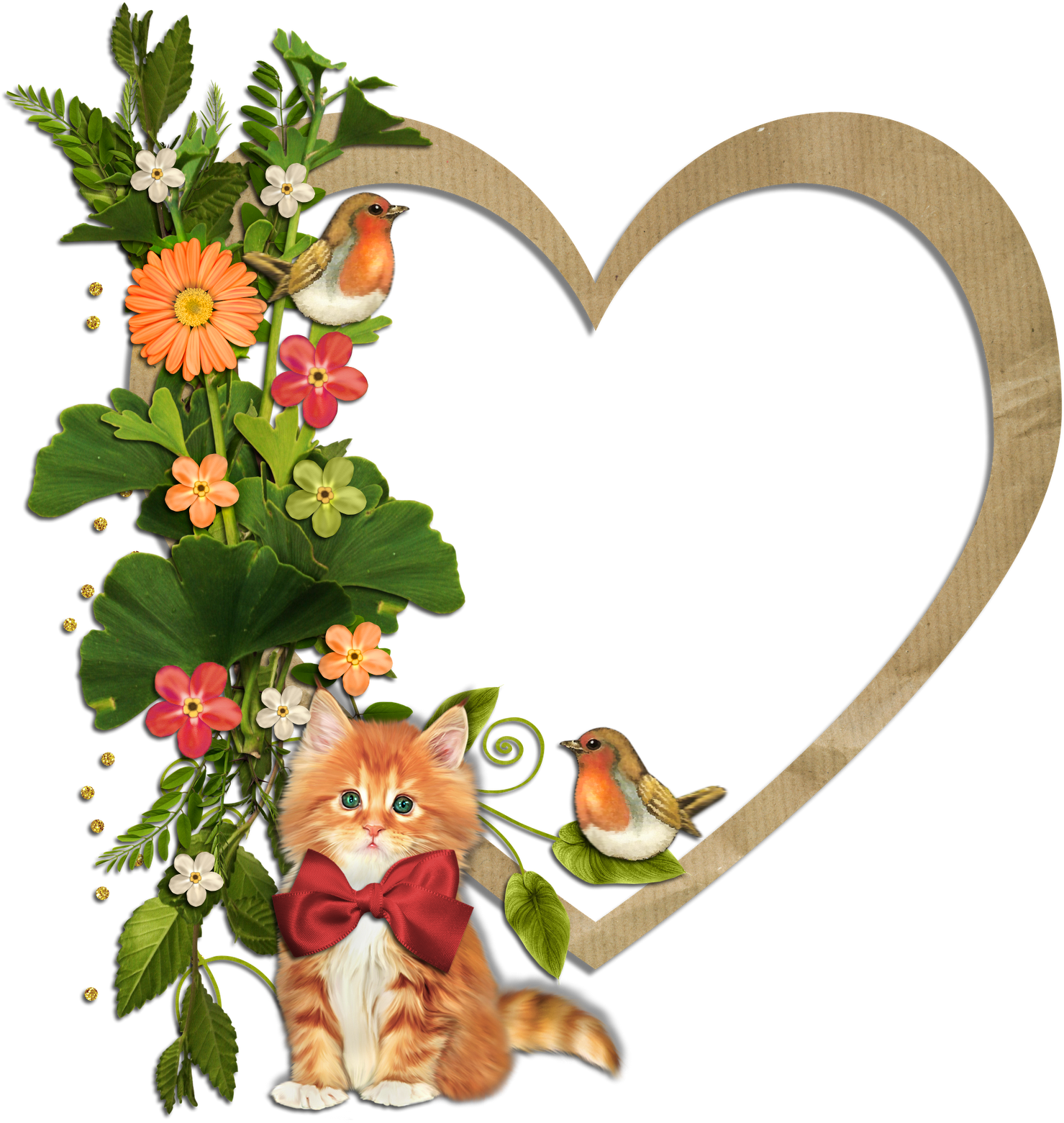 Hearts Frames With Flowers Clipart (1600x1600), Png Download