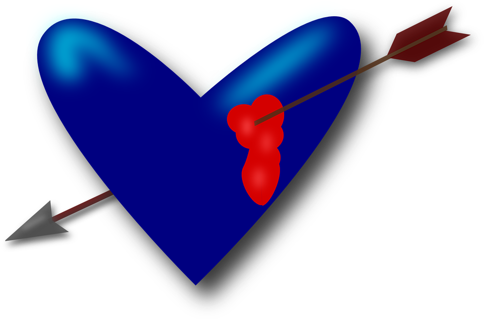Broken Heart Clipart Arrow - Mũi Tên Xuyên Trái Tim - Png Download (960x636), Png Download