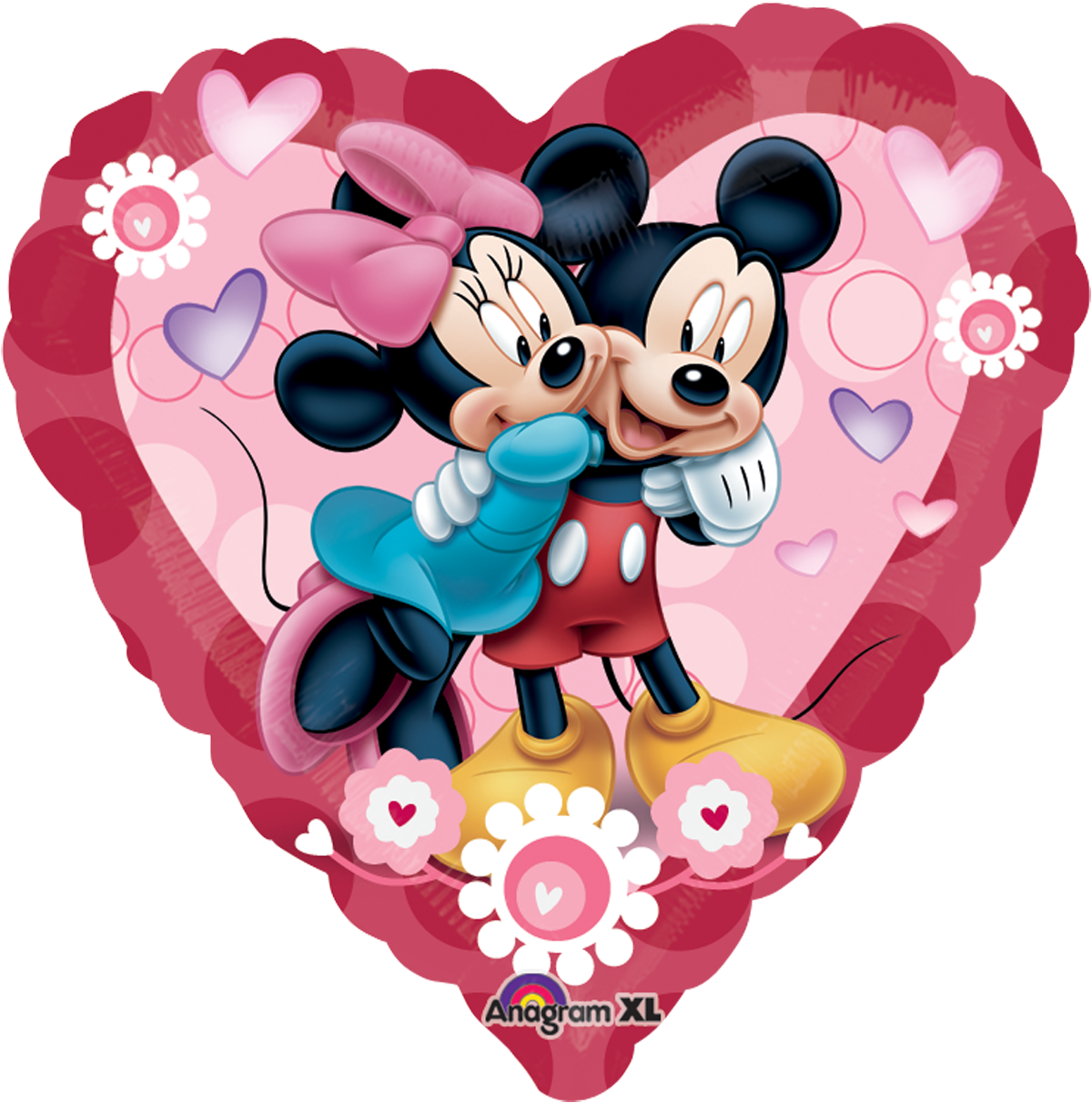 Mickey & Minnie Heart Jumbo Disney Valentines, Mickey - Mickey And Minnie Valentines Clipart (1200x1211), Png Download