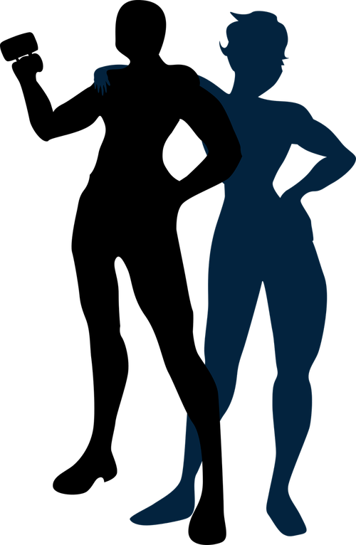 Man And Woman Silhouette Man With Cup Silhouette And - Silhouette Clipart (469x720), Png Download