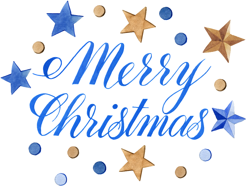 Download Blue Christmas English Word Art Png Transparent - Merry