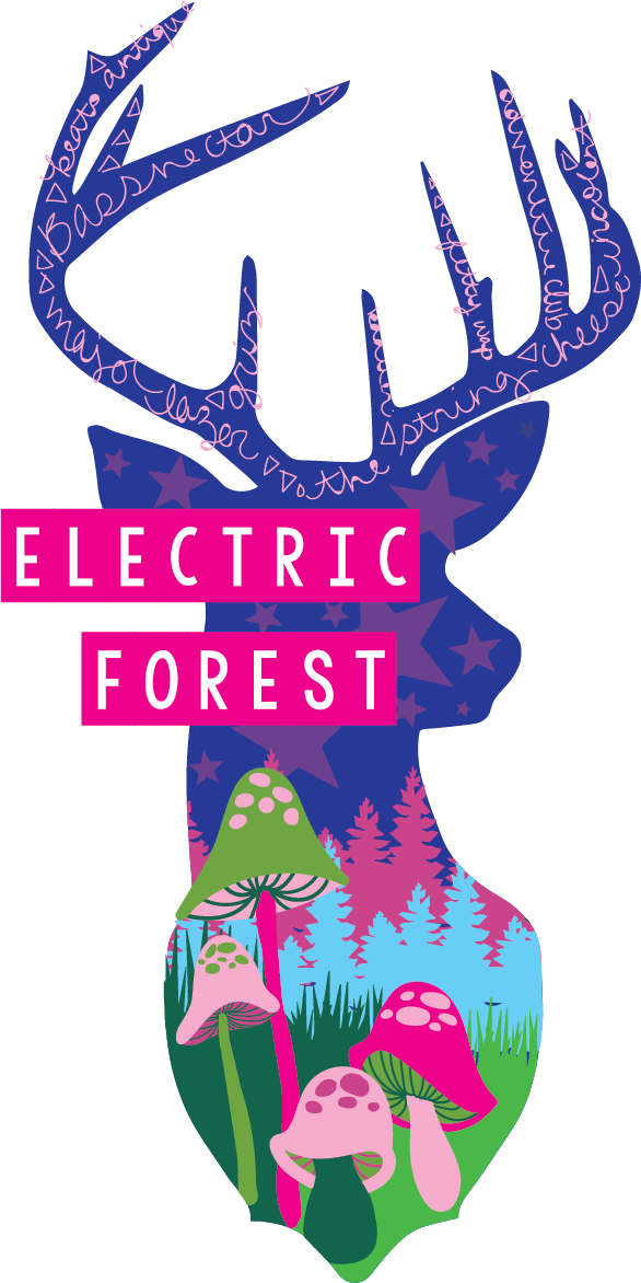 Electric Forest Poster Design - Buffalo Plaid Deer Head Clipart (586x1172), Png Download
