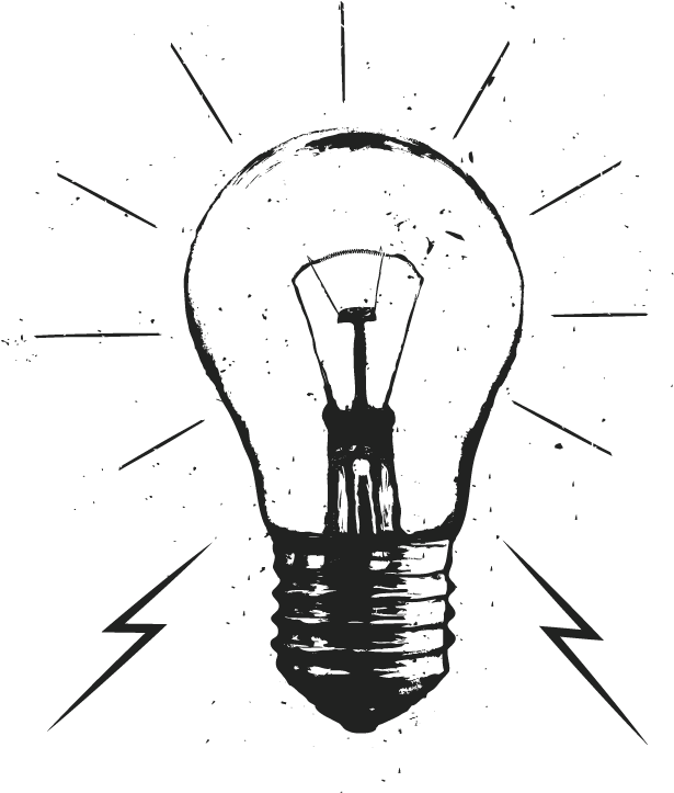 Megaphone Ink Pen Light Bulb - Light Bulb Illustration Grunge Clipart (800x800), Png Download