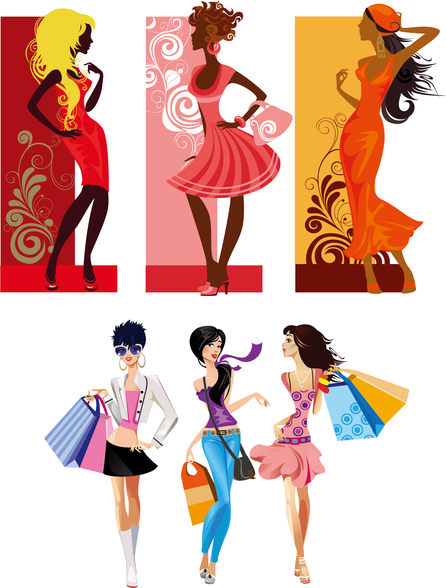 Woman Free Content Clip Art Women Transprent - Girls Night Fashion Cartoon - Png Download (2107x2107), Png Download