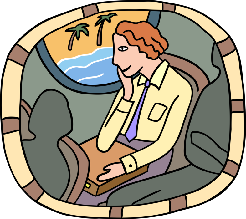 Vector Illustration Of Air Travel Gazing At Island - Illustration Clipart (786x700), Png Download