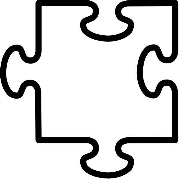 Jigsaw Piece Black And White Clipart (600x596), Png Download