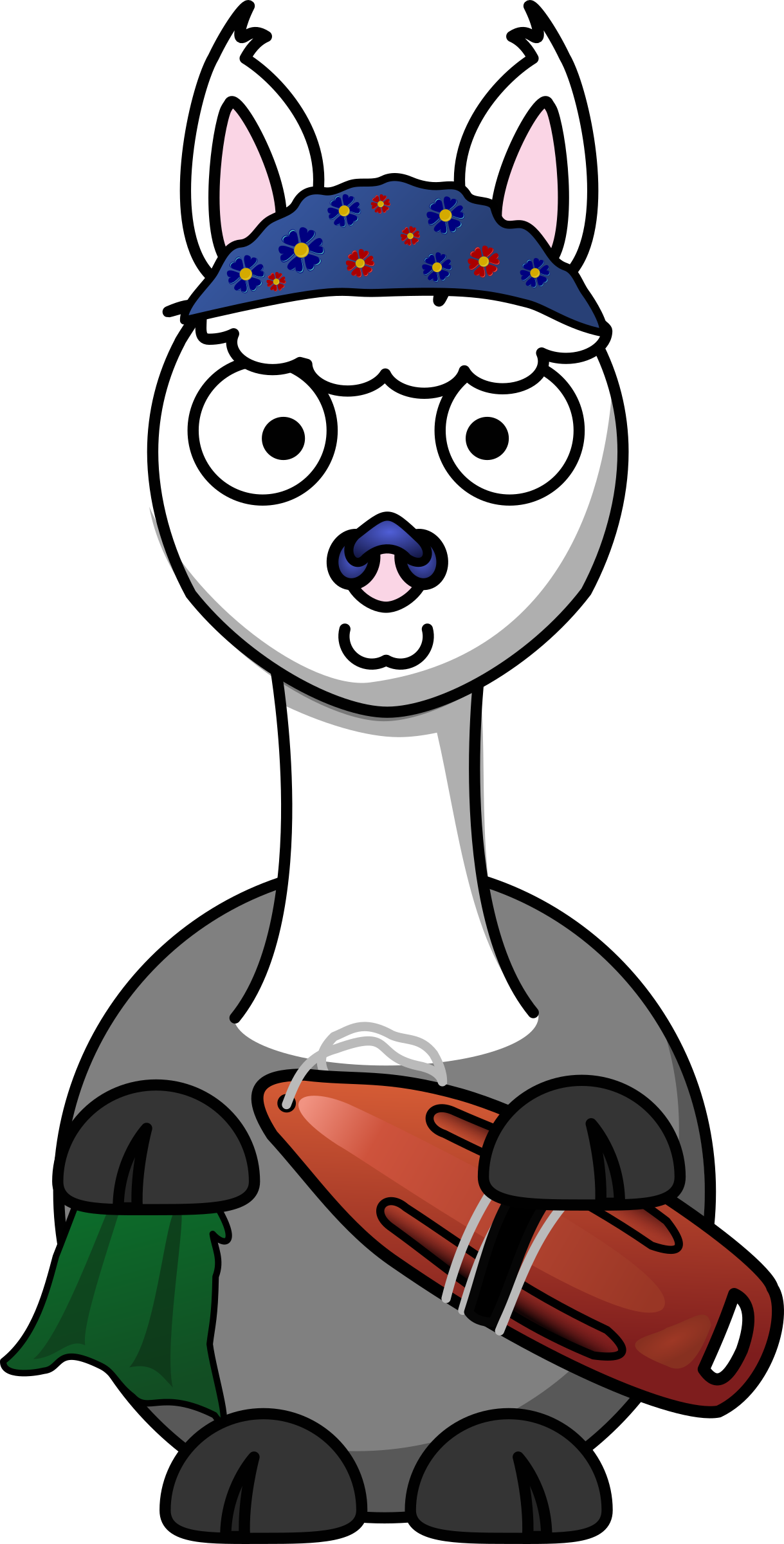 Big Image - Cartoon Llama Shower Curtain Clipart (1219x2400), Png Download