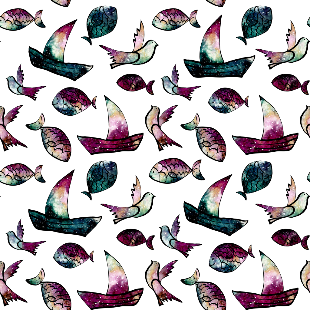 Hand Drawn Deep Secartoon Fish Png Background - Drawing Clipart (1024x1024), Png Download