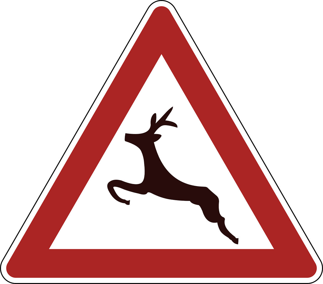 Deer-crossing - Značka A14 Clipart (1280x1125), Png Download