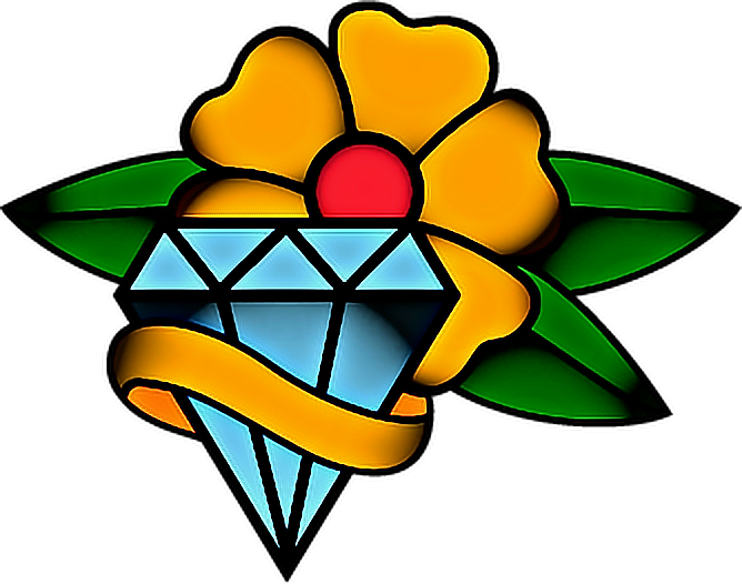 Tattoo Diamond Gem Jewel Flower Sticker - Portable Network Graphics Clipart (668x526), Png Download