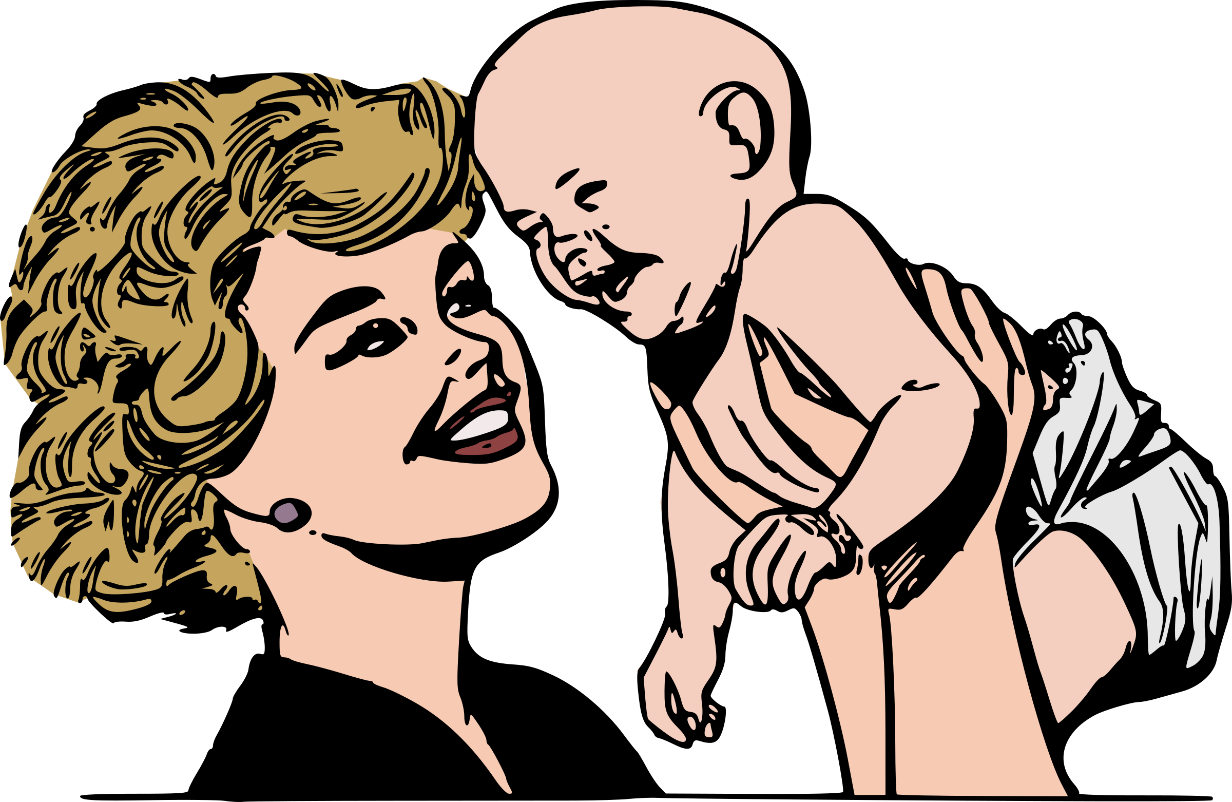 Big Image - Mom Holding Baby Clipart - Png Download (2400x1562), Png Download