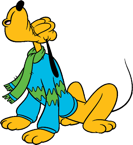 Disney Pluto Christmas Clipart Clipart - Pluto Winter - Png Download (550x585), Png Download