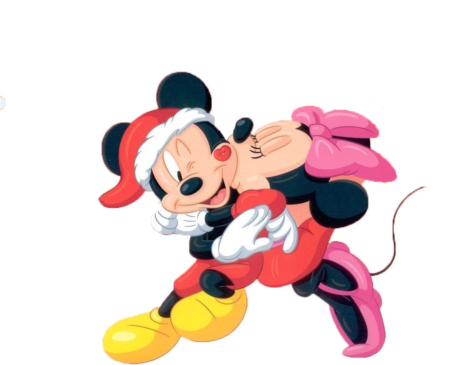Tac Licensed Bed Linen Disney Minnie&mickey Yeni Yil - Mickey Mouse Christmas Kiss Clipart (1024x768), Png Download