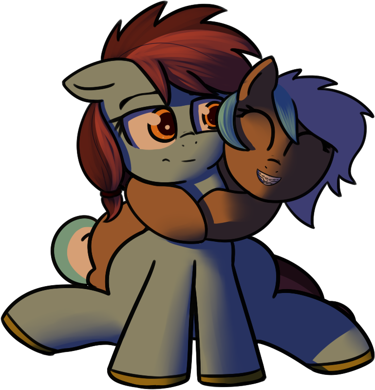 Neuro, Braces, Horseshoes, Hug, Oc, Oc - Cartoon Clipart (986x902), Png Download