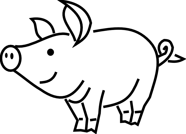 Pig Clip Art Pig Animal Clip Art Downloadclipart Org - Pig Clipart Black And White Free - Png Download (768x554), Png Download