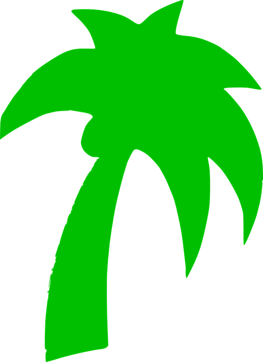 Green Palm Tree Silhouette Clipart (522x720), Png Download