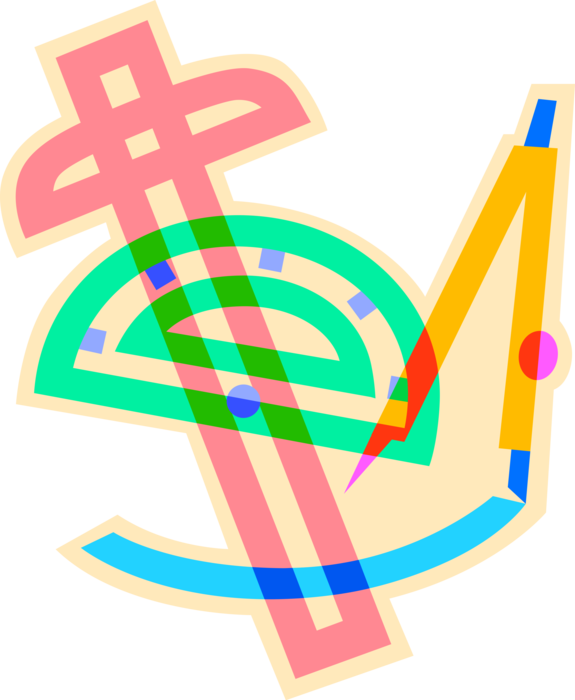 Vector Illustration Of Geometry T-square, Protractor - Forma Espacio Y Medida En Preescolar Clipart (575x700), Png Download