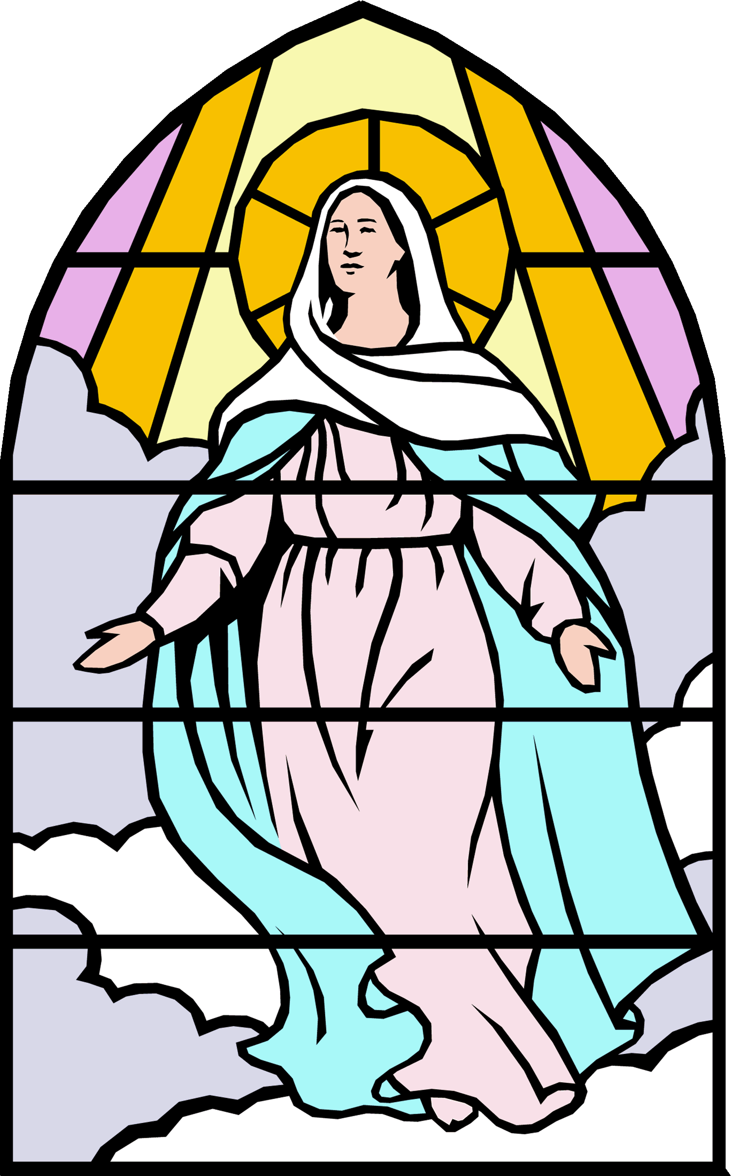 Clip Art Of Mary Catholic Clipart - Stained Glass Image Of Mary To Colour - Png Download (1493x2400), Png Download