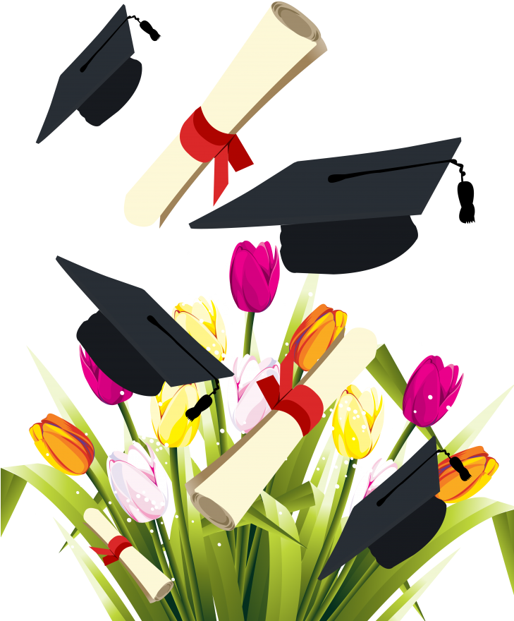 Medium Size Of Floral Graduation Announcements 2019 - Graduation Vector Clipart (728x910), Png Download