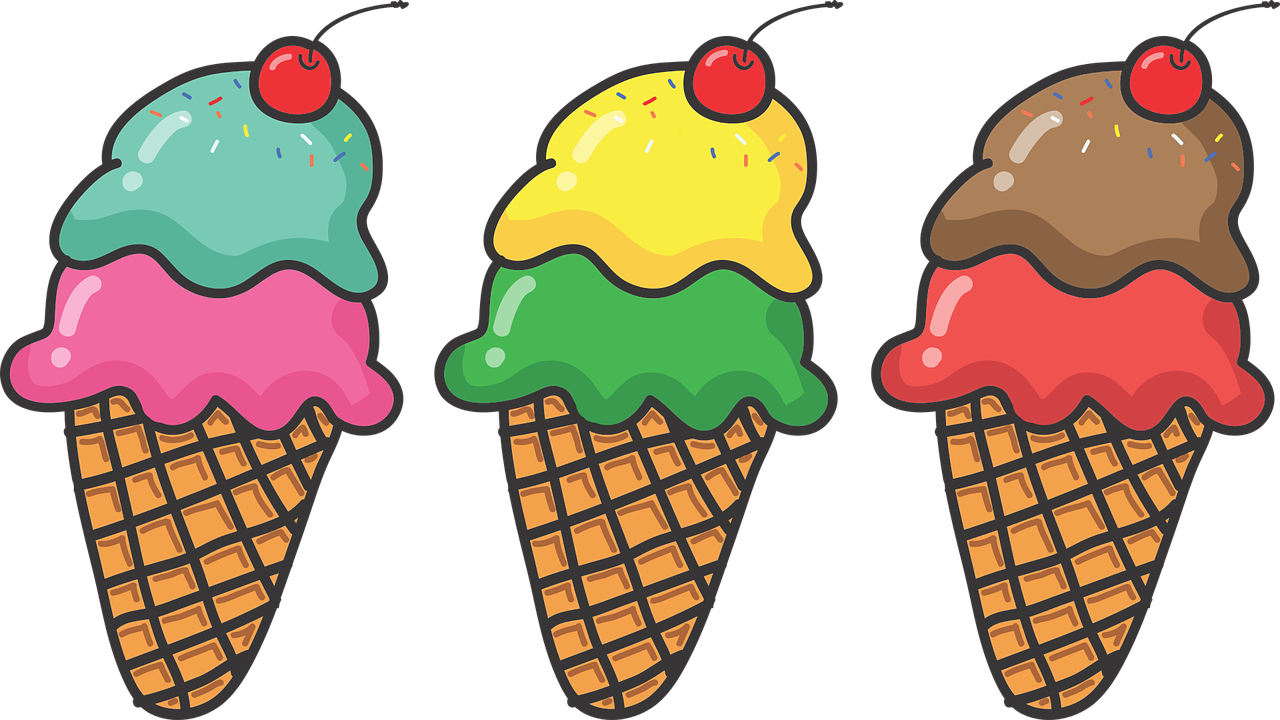 Three Ice Cream Cones - Ice Cream Cones Clipart - Png Download (1000x563), Png Download