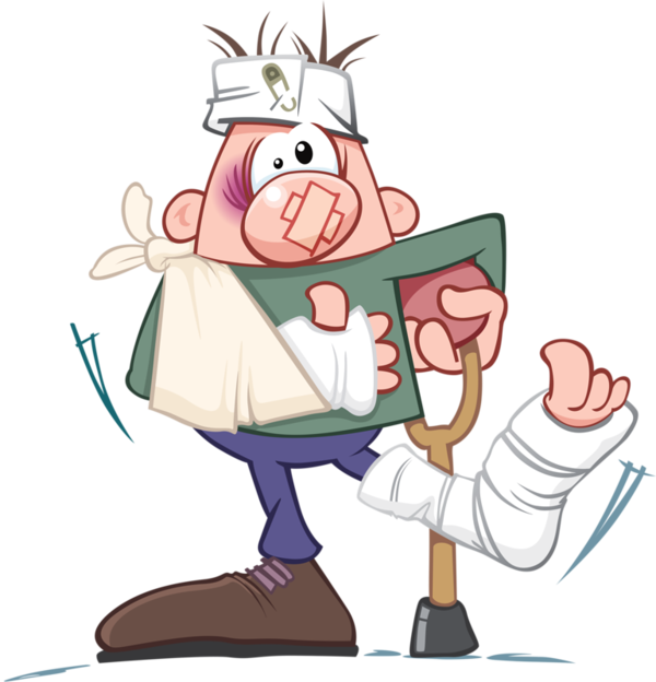 Personnages, Illustration, Individu, Personne, Gens - Cartoon Injured Man Clipart (600x624), Png Download