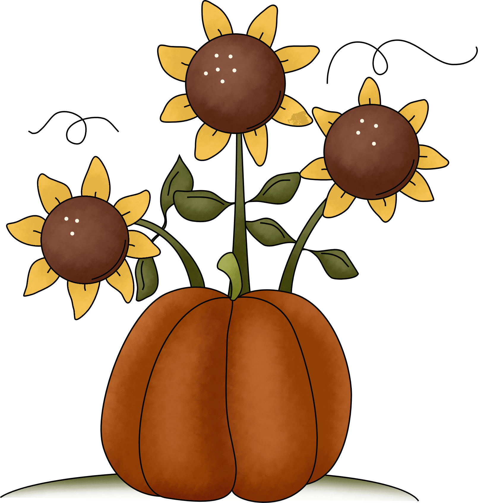 Image For Thanksgiving - Sunflowers & Pumpkin Embroidery Design Clipart (1610x1696), Png Download