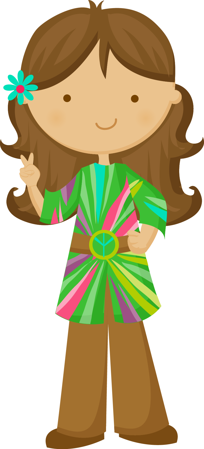 Pin By Nasgirneed On School Clip Art - Cute Hippie Girl Clipart - Png Download (831x1826), Png Download