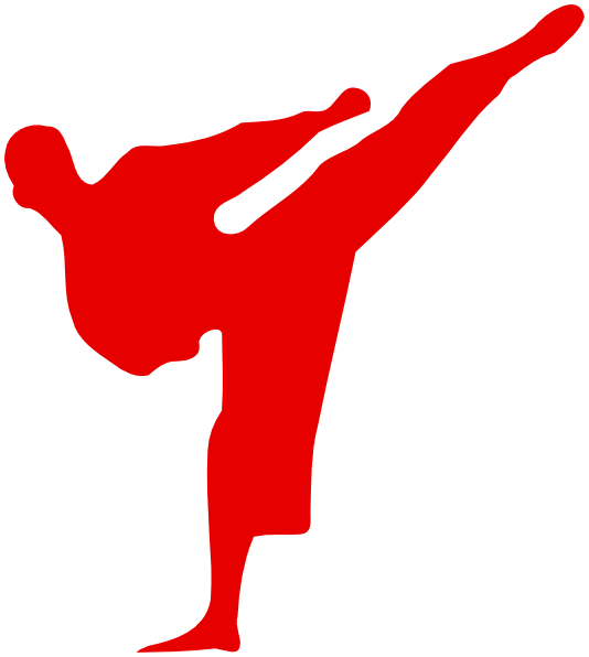 Red Man Kicking Clip Art At Clker - Karate Kick Silhouette - Png Download (534x596), Png Download