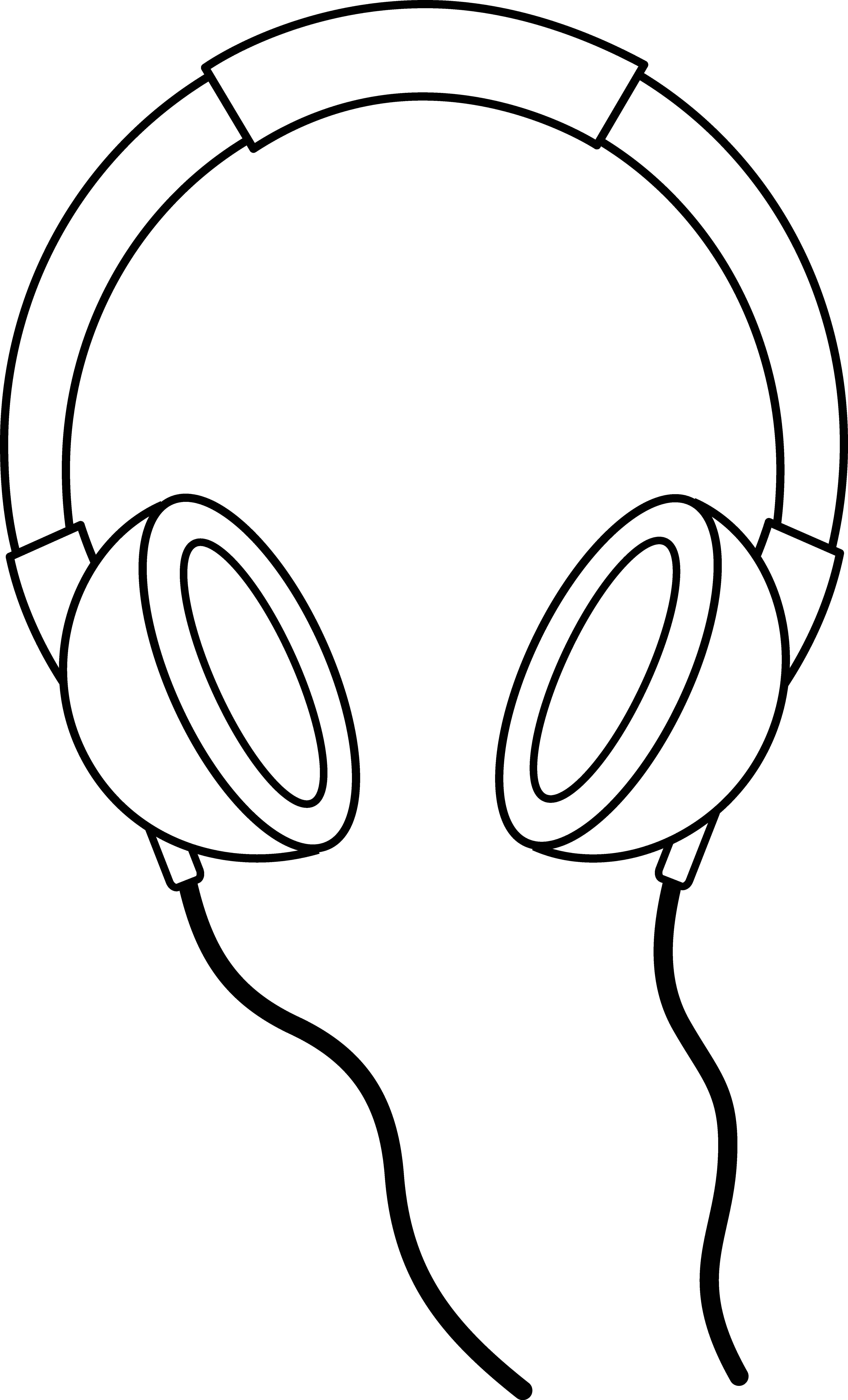 Headphones Line Art - Headphones Black And White Clip Art - Png Download (5159x8522), Png Download