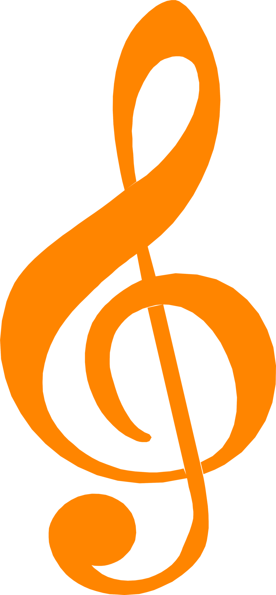 Treble Clef Clipart (958x2064), Png Download