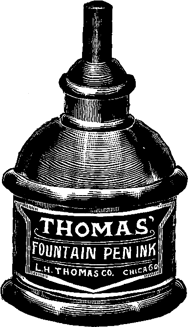 Ink Bottle Clip Art - Vintage Fountain Pen Clip Art - Png Download (487x761), Png Download