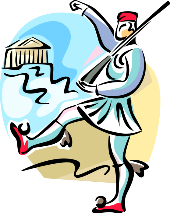 Greece Clip Transparent - Evzone Cartoon - Png Download (558x700), Png Download