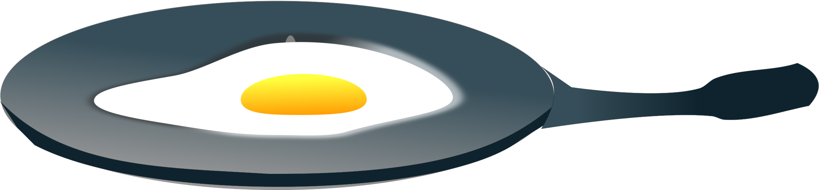 Fried Egg Frying Pan Food - Frying Pan With An Egg Art Clipart (2699x750), Png Download