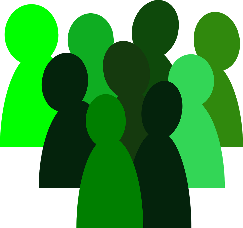 Svg Black And White Library Green Clip Art At Clker - Group Of People Drawing - Png Download (600x562), Png Download