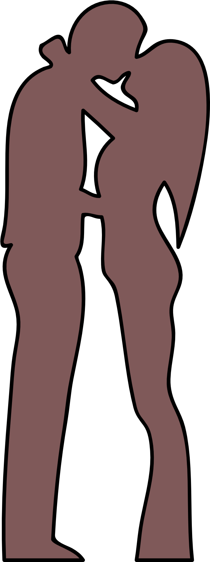 Couple Heart Love Silhouette Two Drawing - Contorno De Pareja Png Clipart (960x1920), Png Download