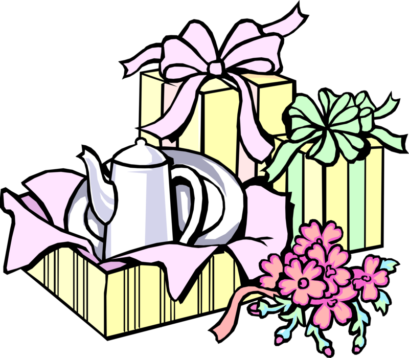 Vector Illustration Of Wedding Shower Gifts With Ribbons - Wedding Gift Clipart Free - Png Download (800x700), Png Download