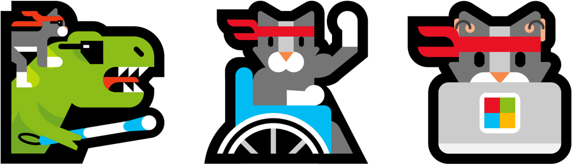 Three Cartoons Of Ninja Cat Clipart (1200x330), Png Download