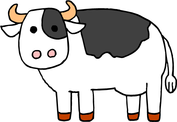 Cartoon Cow Drawings - Cartoon Cow Clipart (600x600), Png Download