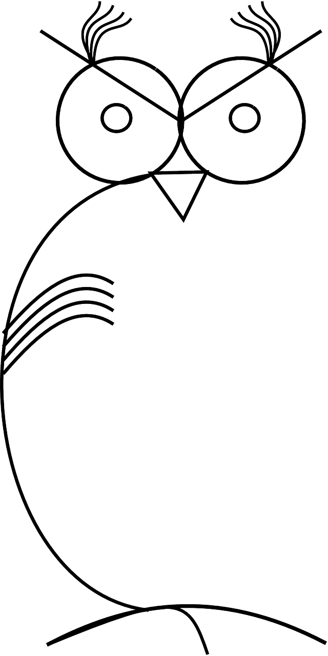 Owl Stylized Line Drawing Png Image - Clip Art Transparent Png (640x1280), Png Download