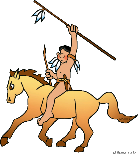 Download Free Printable Clipart And Coloring Pages - Indian On Horse Clipart - Png Download (596x648), Png Download