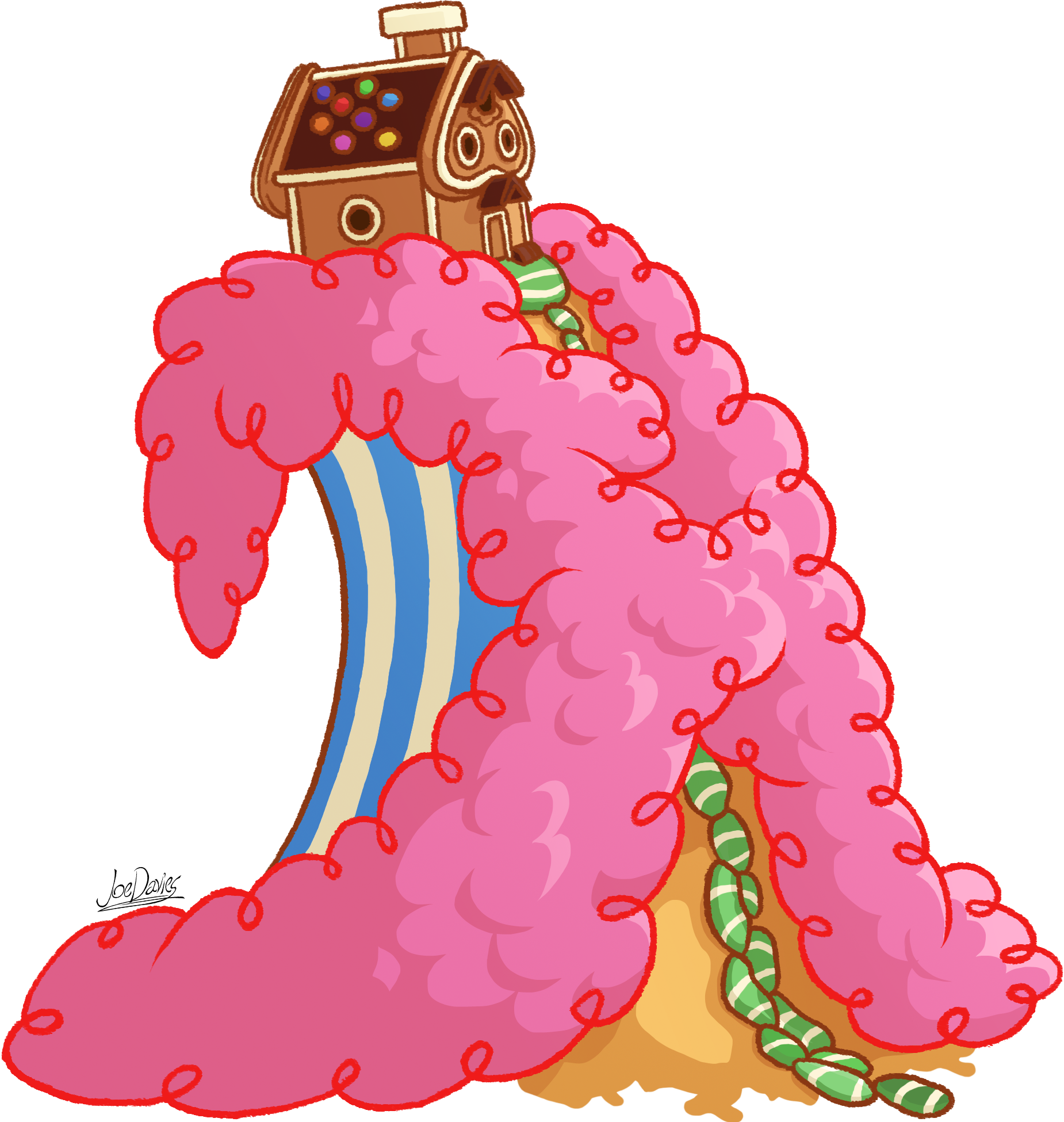 Candy Floss Hill Final - Floss Clipart (1850x1950), Png Download