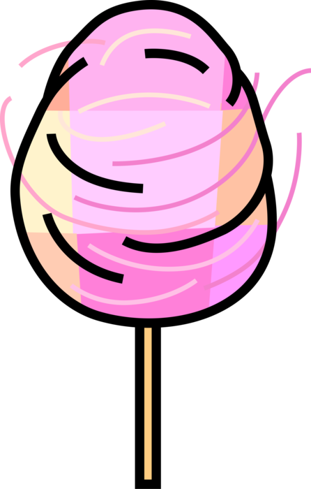 Vector Illustration Of Candy Floss Cotton Candy Confectionery Clipart (446x700), Png Download