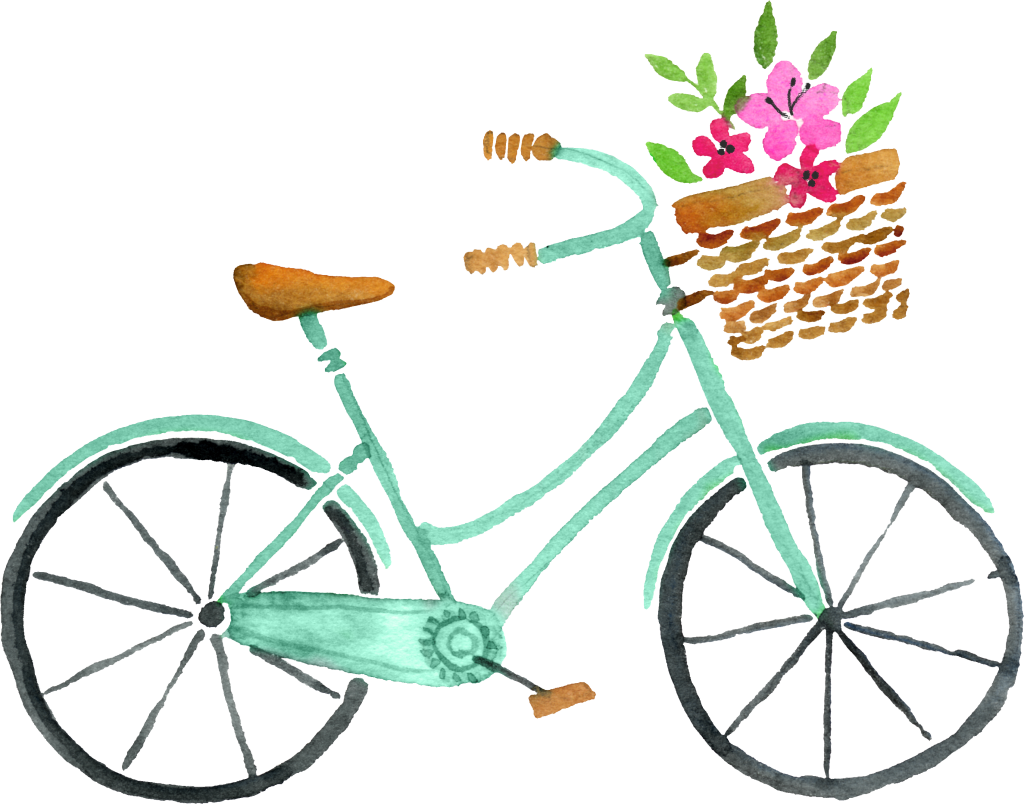 Transparent Material For Cartoon Fresh Bicycles - Watercolor Spring Clipart - Png Download (1024x804), Png Download
