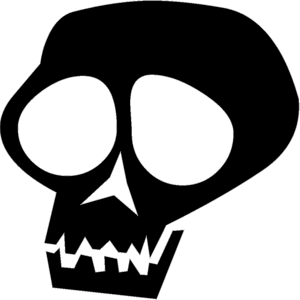 Skull Cartoon - Black Cartoon Skull Clipart (1000x1000), Png Download