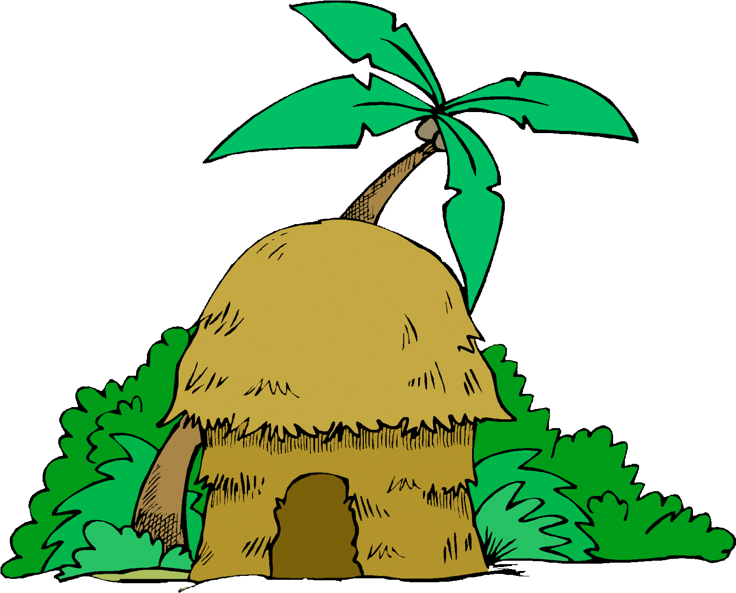Village Clipart Jungle Village - House Cartoon In The Jungle - Png Download (1600x1413), Png Download