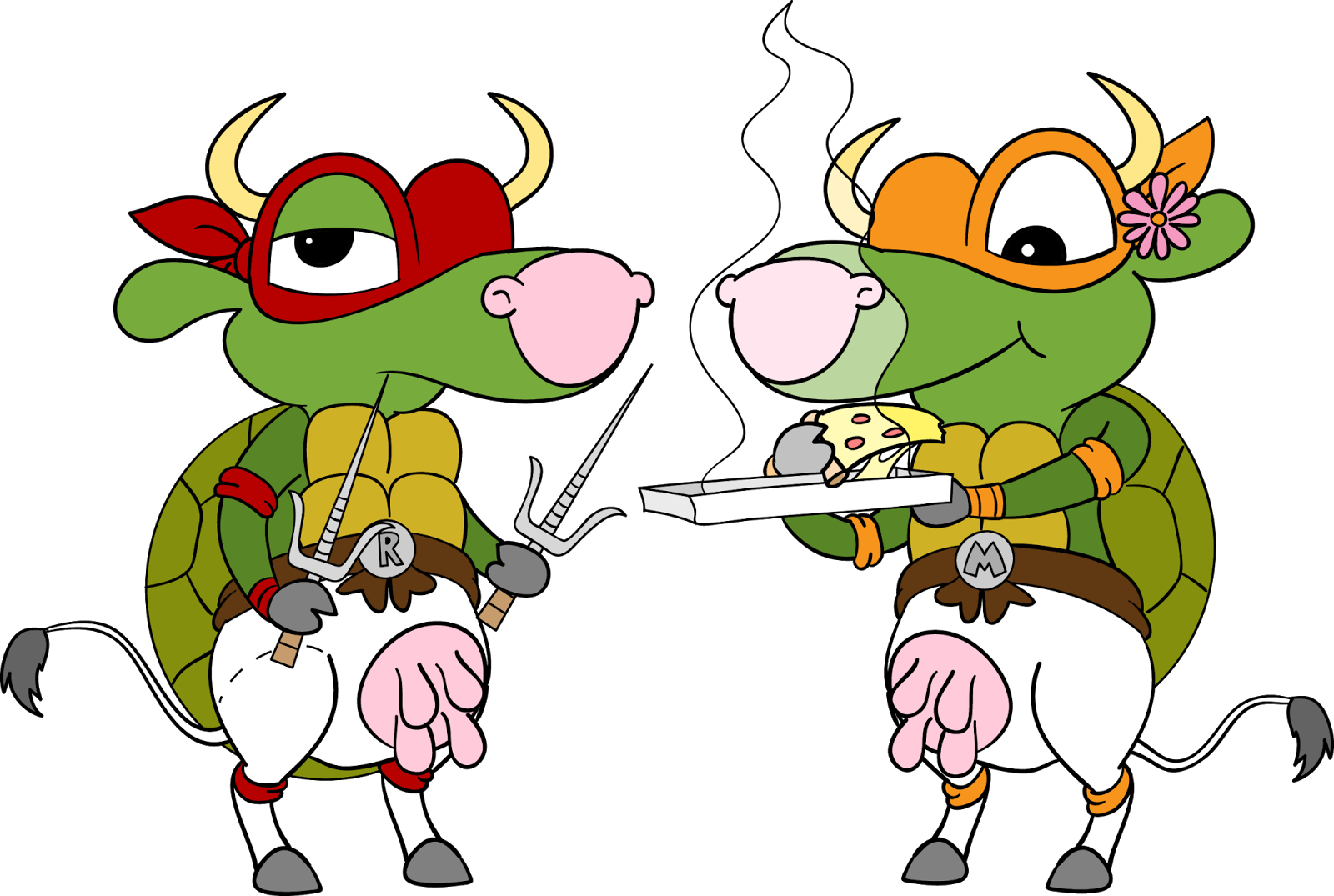 Cowsplay - Ninja Turtles - Cartoon Clipart (1600x1075), Png Download